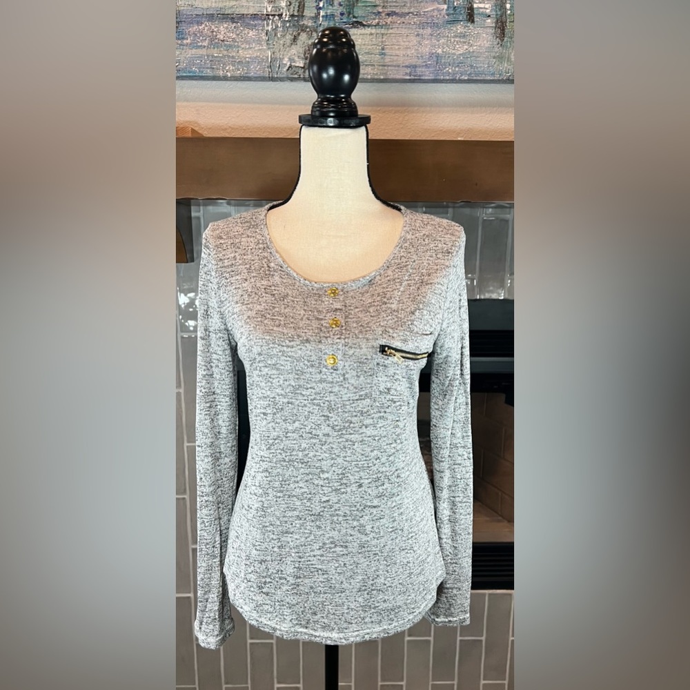 #604 Anthropologie Gray Long Sleeve Blouse